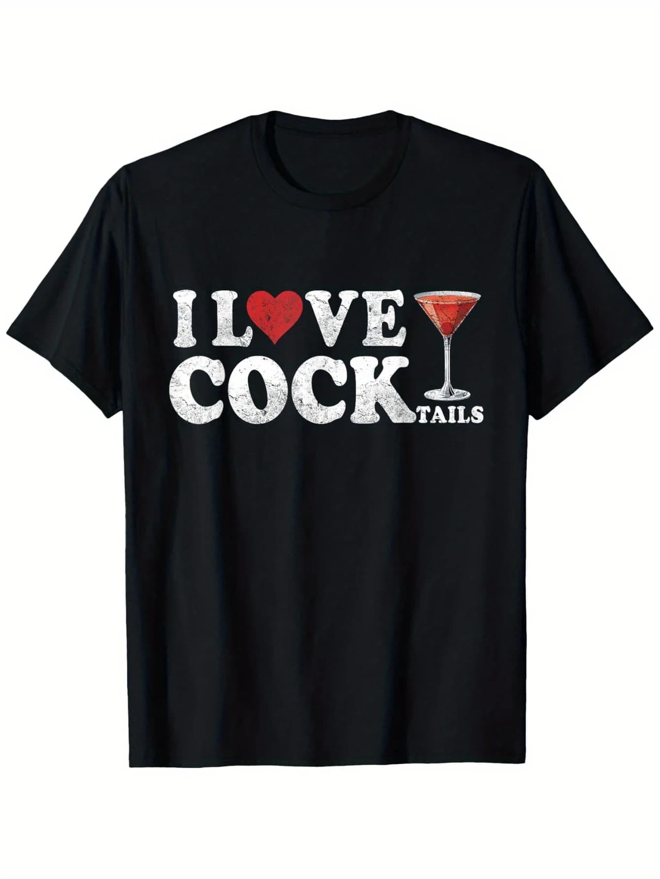 Women’s Funny "I Love Cocktails" Pattern T-shirt Humorous Drinking Joke Design Printed Casual Short Sleeved T-shirt Clothing