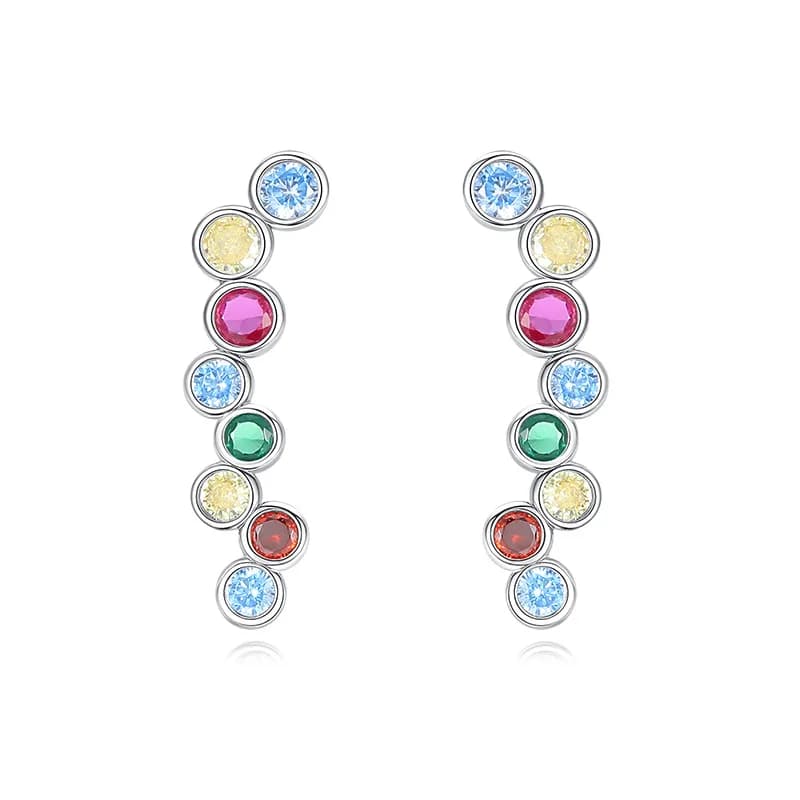Orecchini in argento sterling S925 con bolle arcobaleno, dopamina, zirconi intarsiati, orecchini di nicchia per le donne, orecchini di moda di lusso leggeri
