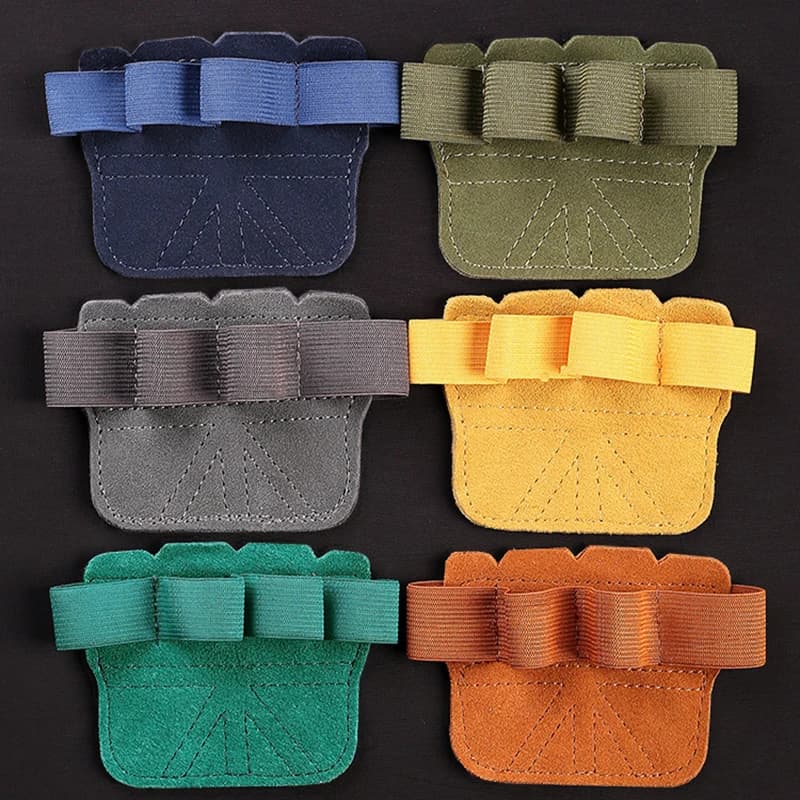 1 pair of gym gloves for bovine skin bodybuilding Four finger palm protection Anti slide wear resistant Fitness Sport Training Parume Guard