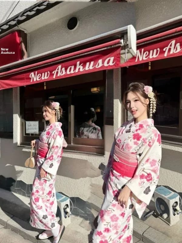 Abito fotografico in stile kimono tradizionale giapponese, vestaglia reversibile, abbigliamento etnico alla moda per giovani donne, stagione estiva
