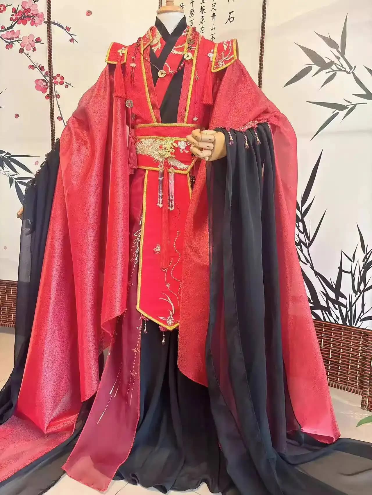 Official Costume Heavenly Rice Cosplay Blessing Huacheng Cosplay Wedding Costume Black and Red Wei Wuxian Huacheng Cosplay Heavy