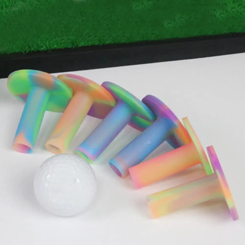 Durable Rubber Golf Tee 54/65/70mm Colorful Rubber Golf Tees T Shape Ball Holders Driving Range Practice Accessories for Indoor