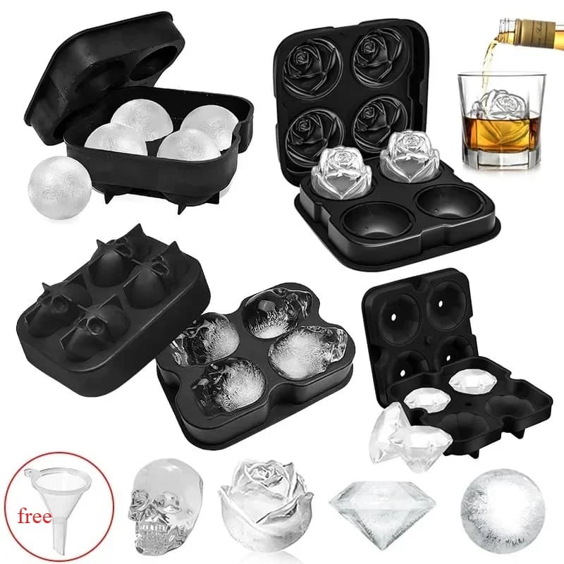 Stampo in Silicone per Cubetti di Ghiaccio a Forma di Teschio e Diamante, Accessorio per Whisky, Gadget Riutilizzabile per Cucina