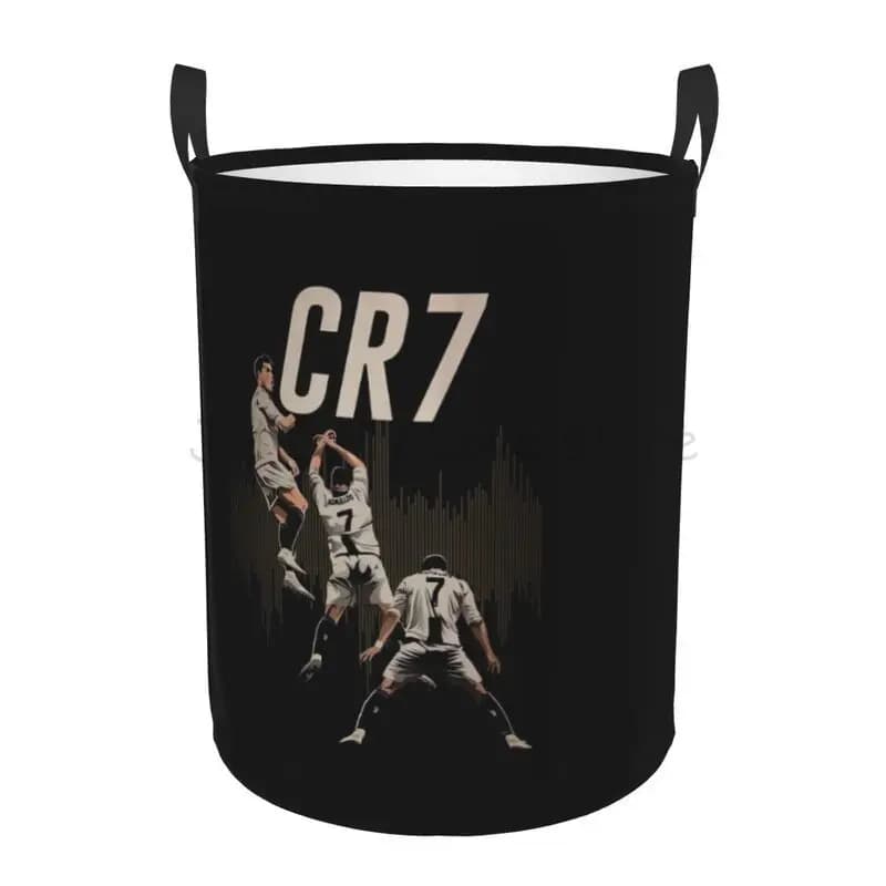 CR7 Round basket for football lovers, large folding basket holders, toys, clothes, laundry, house organizer, dormitory, nursery