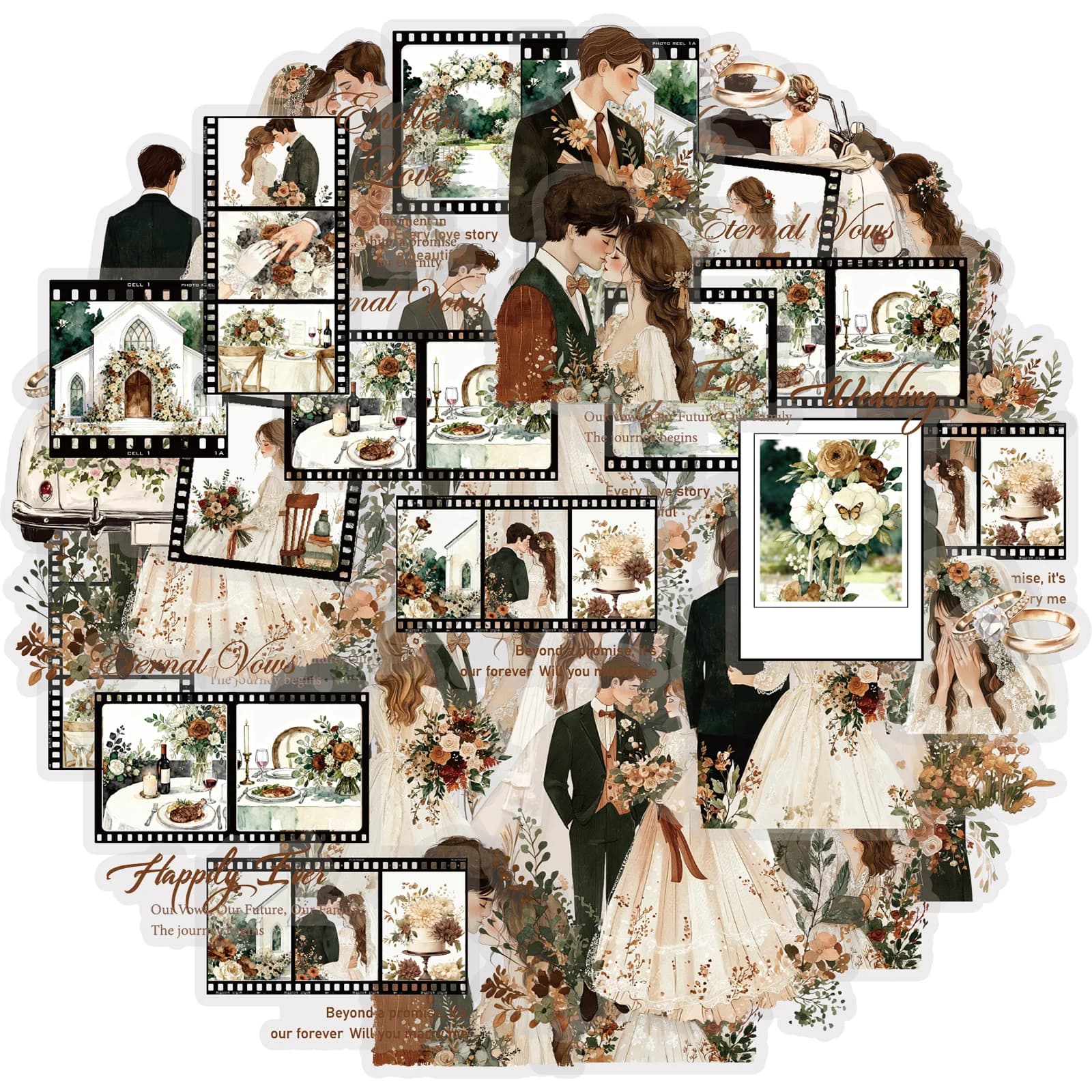 Etori Life Love for a Lifetime Adesivi a tema matrimonio 15 pezzi Materiale per coppie di nozze Per sempre Laptop, adesivi per telefono, valigia, album fotografico, decorazione della stanza, confezione regalo, confezione regalo, decorazione di San Valentino, adesivi giocattolo
