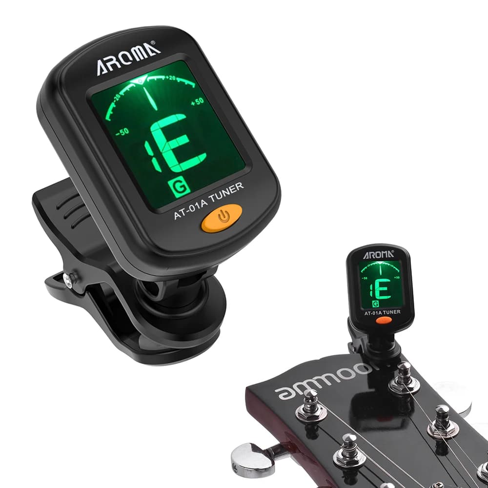 AROMA AT-01A Display LCD sintonizzatore clip-on ruotabile per chitarra cromatica basso ukulele violino