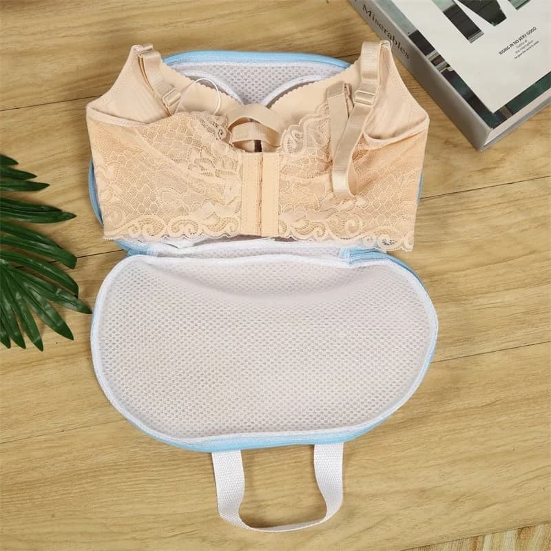 1Pc 3D Bra Laundry Bag with Handle, Anti‑Deform Mesh Zippered Wash Bag for Underwire Bras, Underwear, Lingerie, Bikini & Swimwea