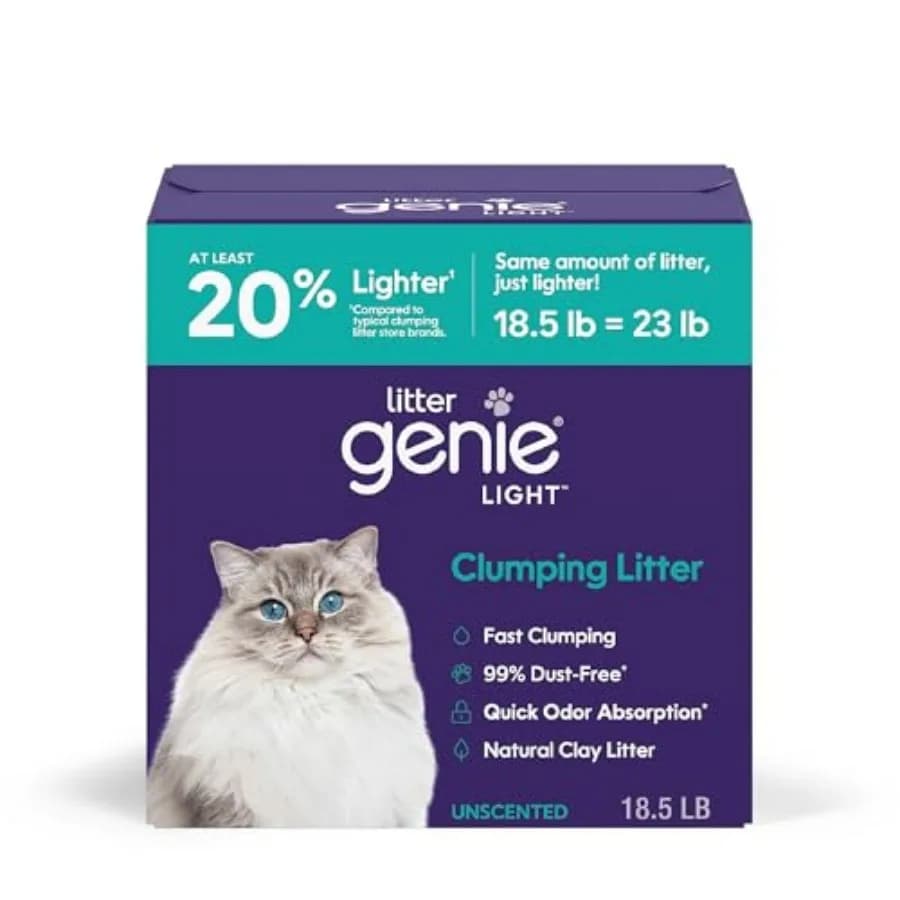 Light Unscented Clumping Cat Litter, 18.5 lbs Natural Clay Cat Litter Fast-Clumping, Odor Control, Low Dust, Naturally Lighter