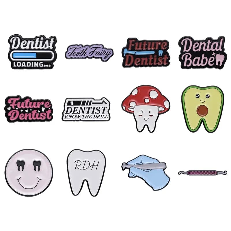 Spilla per denti di cartone animato Salute dentale Raccogli spilla smaltata personalizzata per Dentista Amico Accessorio Gioielli Distintivo carino Zaino Regalo da bavero