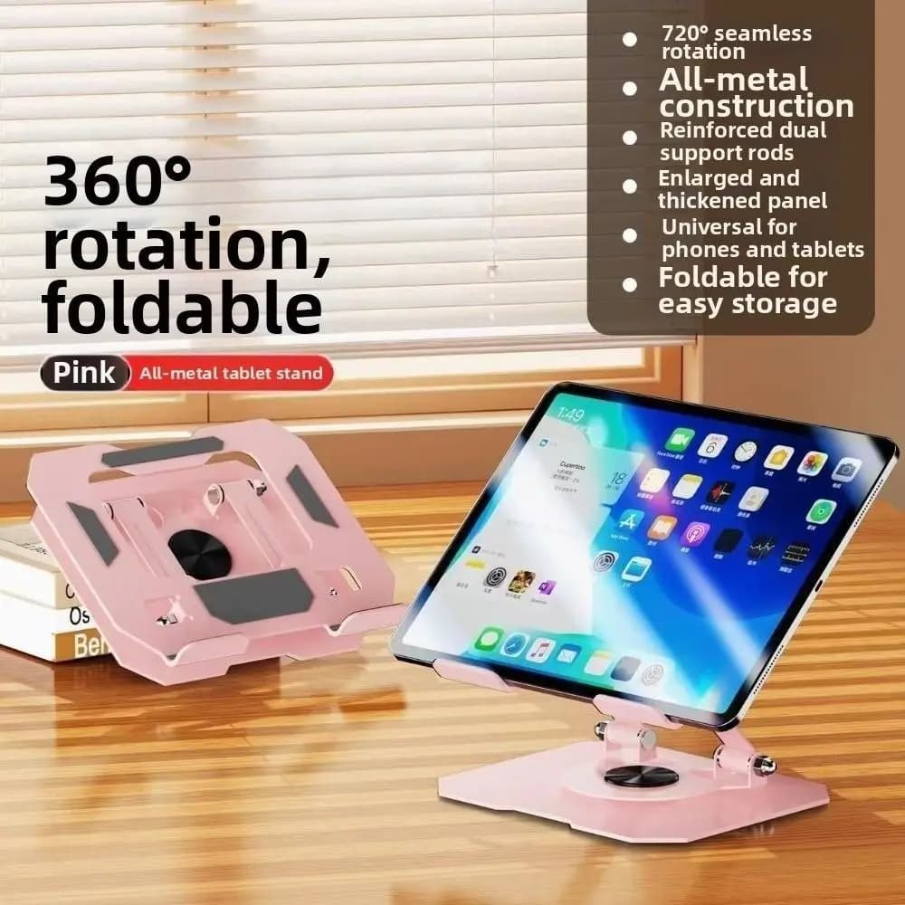 Sturdy 360° Rotation Tablet Stand Foldable Anti Slip Cellphone Holder Adjustable Stable Tablet Riser School Office Supplies