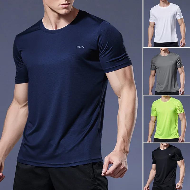 Men's Summer Gym Sports T-shirt Men's Fast Drying Running bodybuilding shirts Short sleeve Fitness Top Brazilian oversize T-shirt