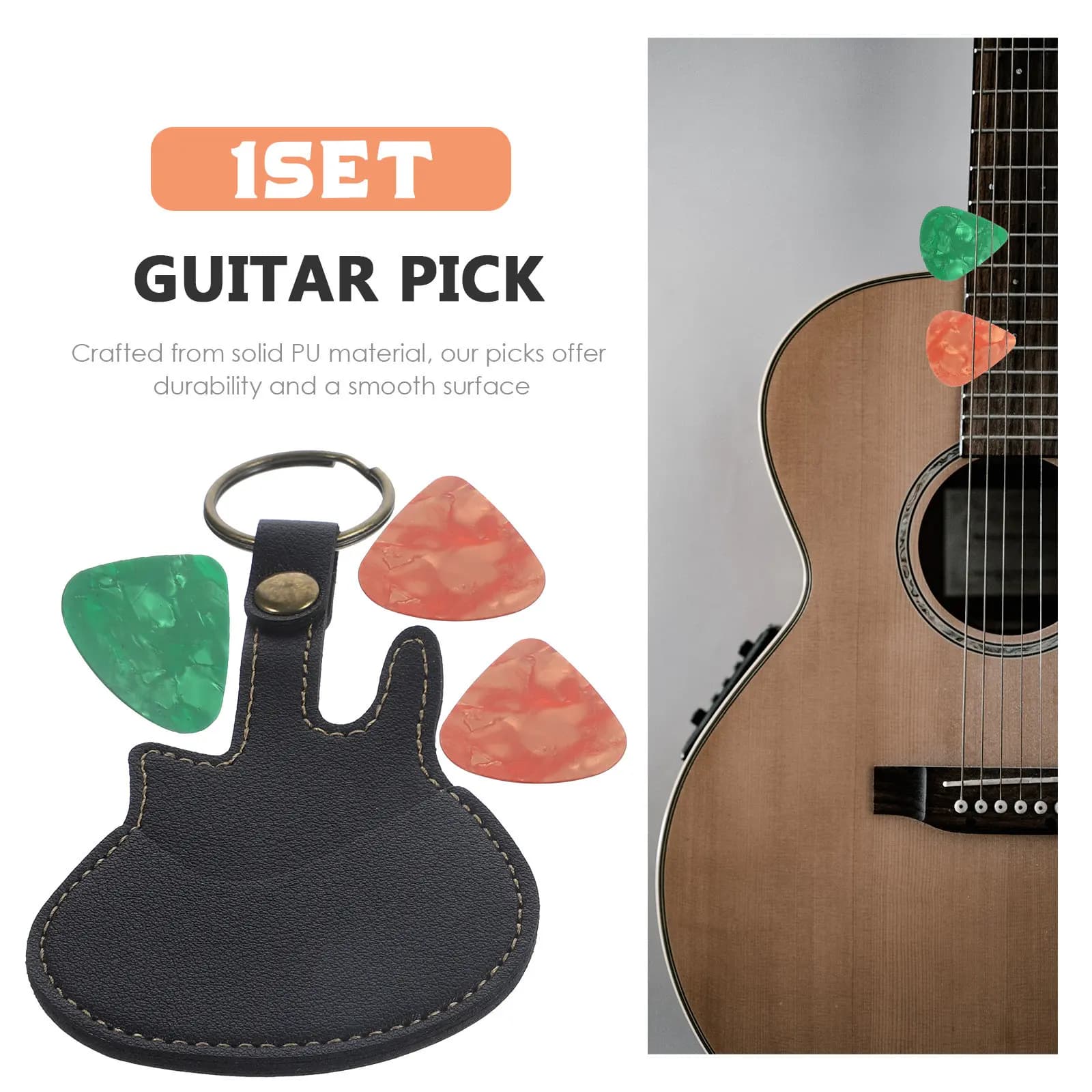 Set di 1 Borsa Porta Plettri per Chitarra con Organizer Portatile per Plettri di Chitarra Elettrica, Acustica e in Legno, Custodia Compatta da Trasporto