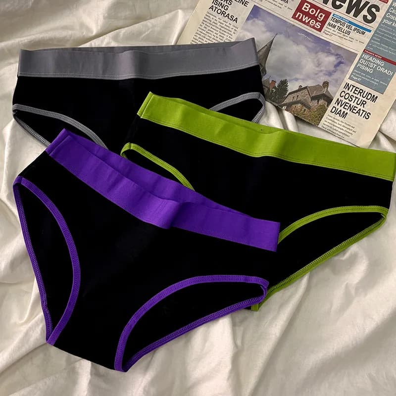 3Pcs Cotton Underwear Sports Panty Breathable Women Panties Girls Briefs Solid Color Soft Female Underpants Sexy Lingeries