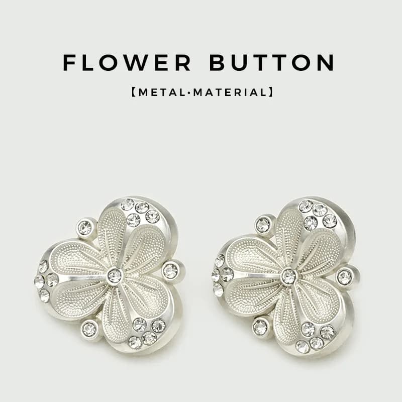 6 Pz 22.5mm Squisito argento fiore bianco set bottoni con diamanti lana cashmere versatile cappotto cintura in metallo bottoni con diamanti N817
