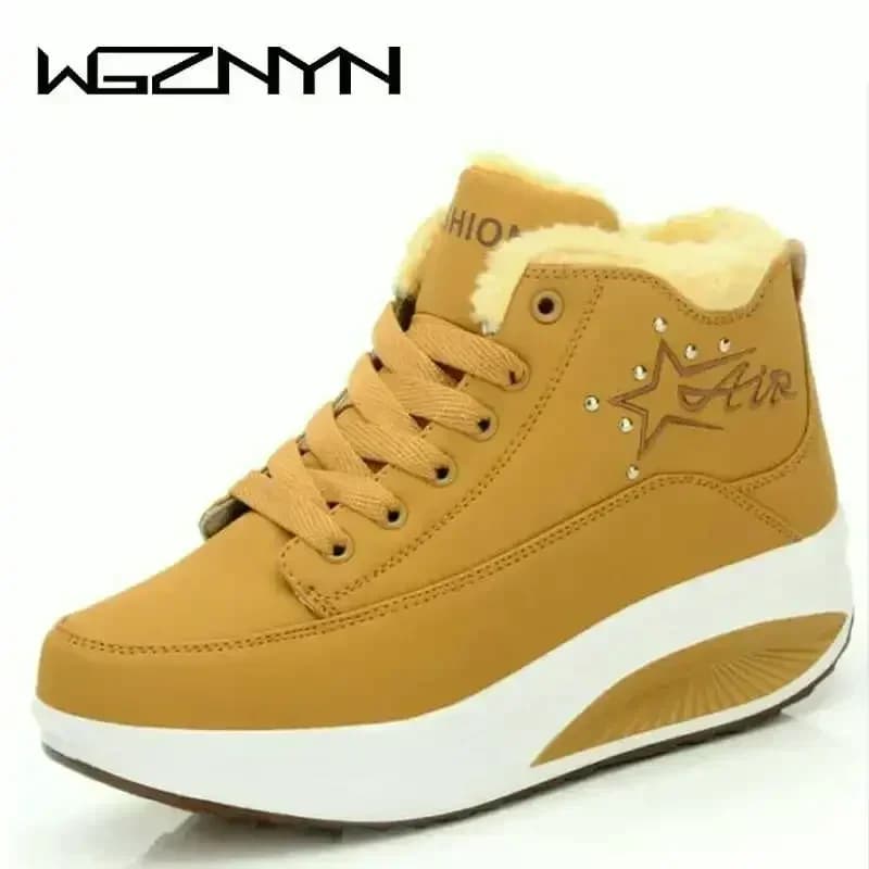 Scarpe da fitness altalena di nuova marca di lusso Donna Stivali da neve invernali imbottiti in cotone Scarpe da ginnastica con zeppa Aumenta l'altezza Scarpe dimagranti