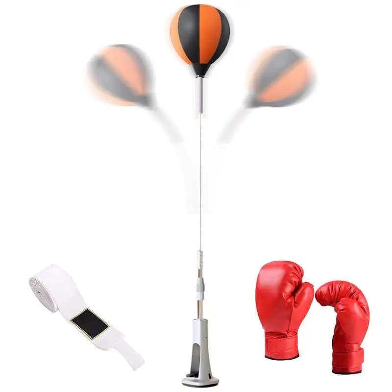 Boxing bag with support Set of poles for boxing reflections Height adjustable boxing equipment Strong bounce to relieve stress Home gym