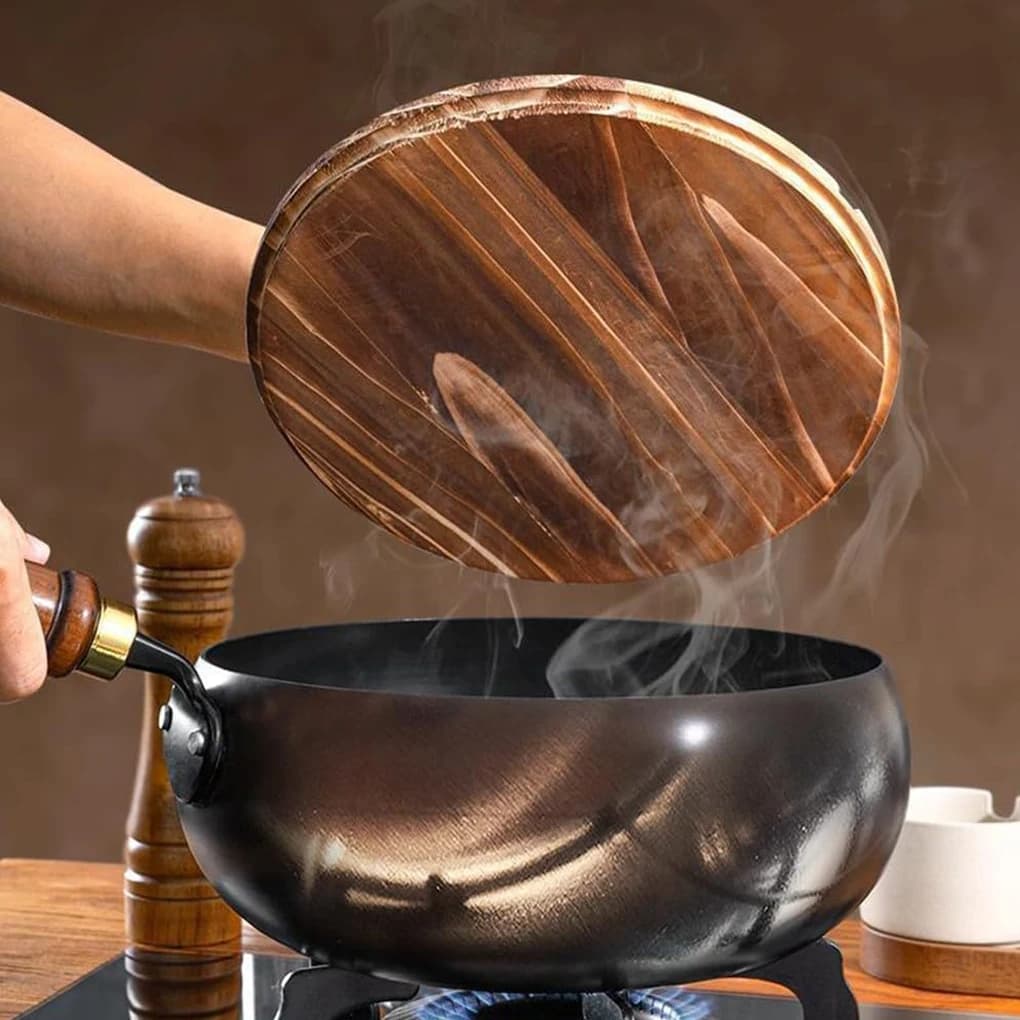 24cm Big Belly Non-stick Pan Without Coating Deep Iron Pot Gas Induction Cooker with Small Frying Pan