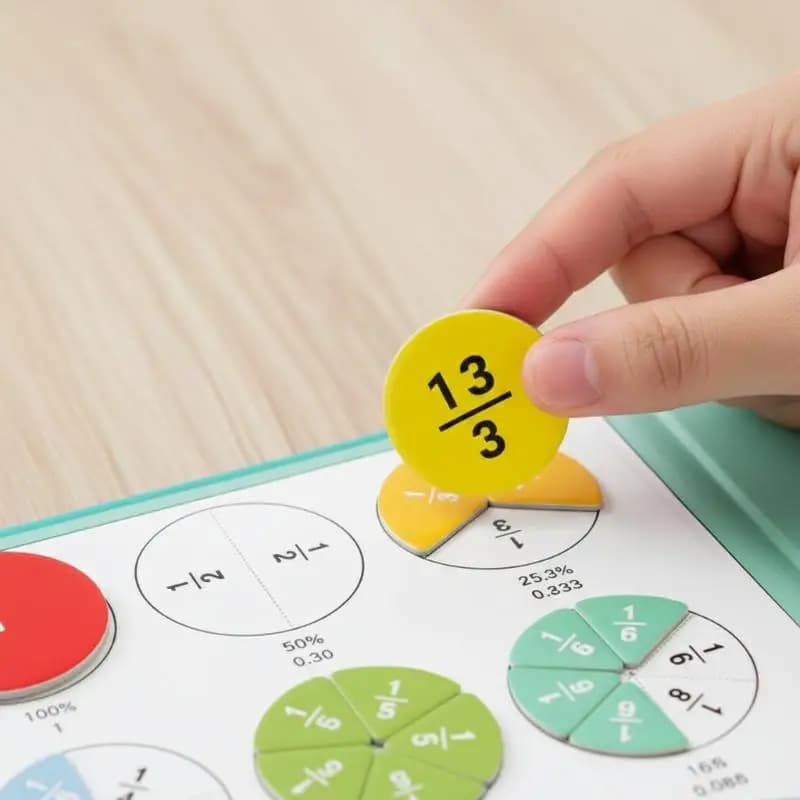 Set di 51 Tessere Magnetiche per Frazioni e Libro Dimostrativo per l'Apprendimento Interattivo in Aula e in Casa