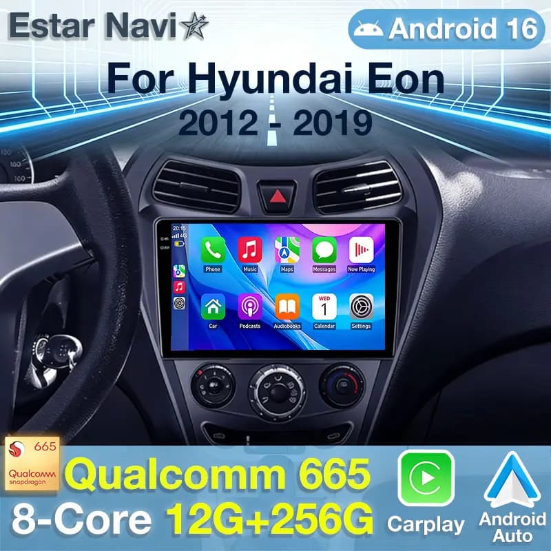 Autoradio Android 16 Wireless Carplay per Hyundai Eon 2012-2019, DSP Stereo Multimedia Video Player 8 CORE con Navigazione