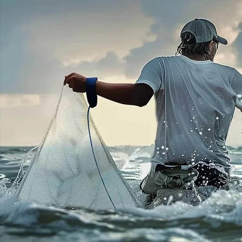ABXY Rete da pesca in acqua salata per esca Trappola per pesci Reti da lancio con raggio da 4/5/6 piedi con peso in zinco resistente
