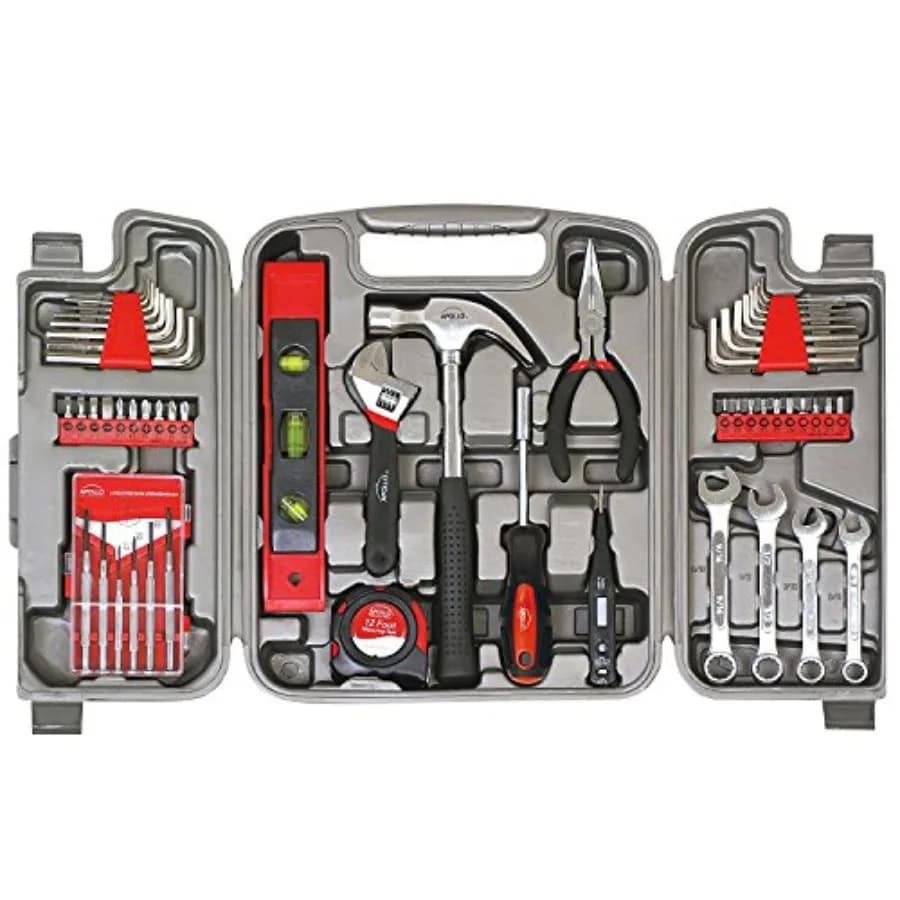 Set di Attrezzi Apollo da 53 Pezzi con Cassetta Portautensili, Kit Base per Riparazioni Domestiche e Fai-da-Te