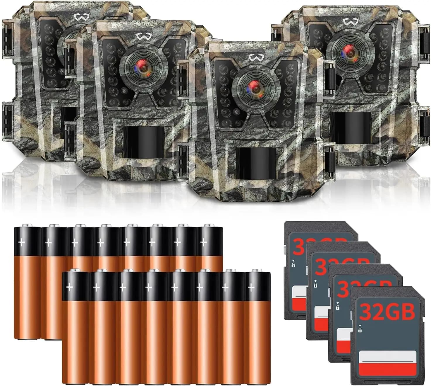 Mini Telecamera da Caccia 4 Pezzi 24MP 1080P HD Visione Notturna Attivazione a Movimento Impermeabile per Monitoraggio Fauna Selvatica Esterna con Scheda SD