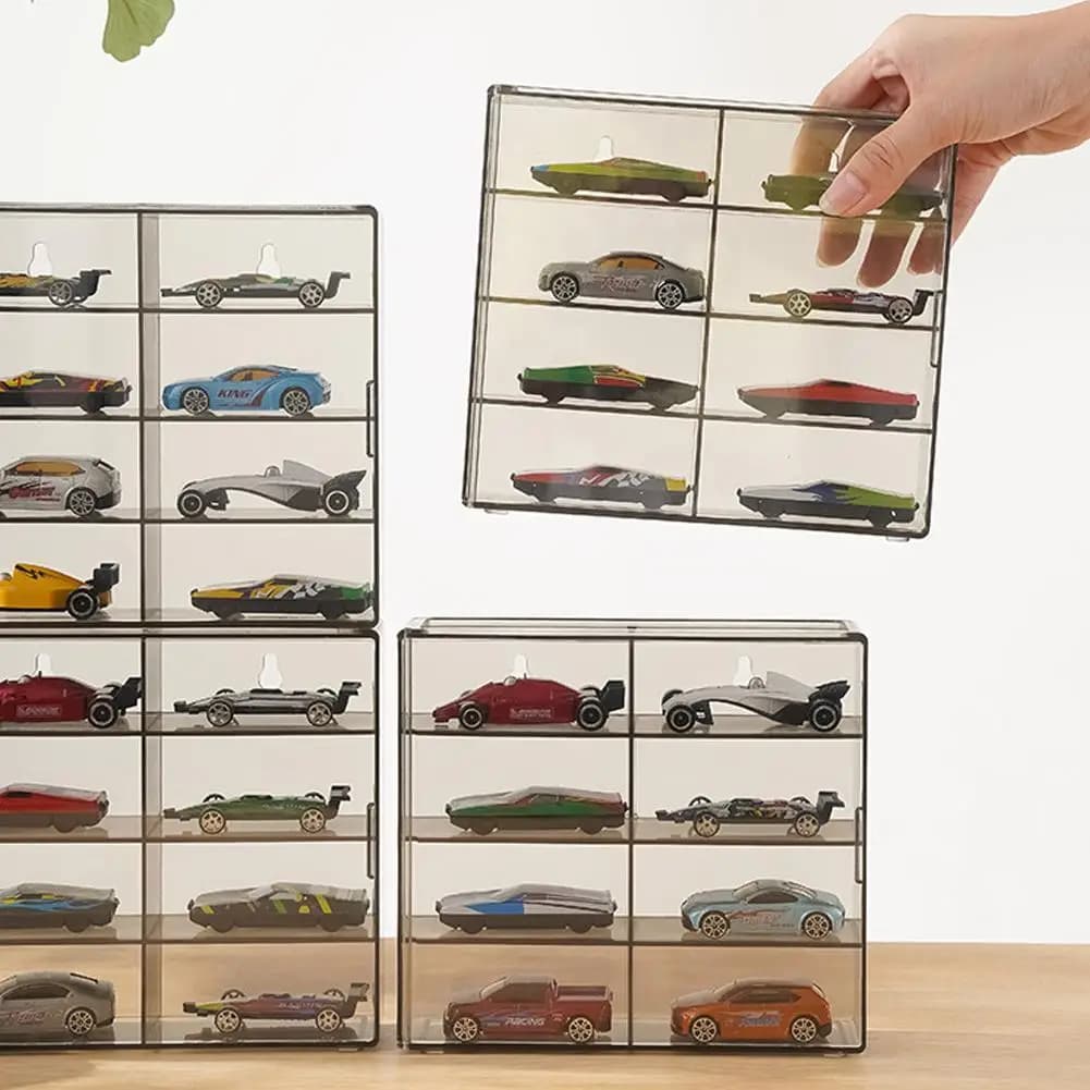 1:64 Acrylic Car Display Box for Hot Wheels Car Model Toy 8 Grid Cabinet Rack Car Storage Box Stackable Dust for Hotwheels