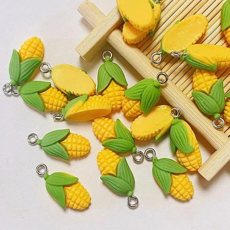 20Pcs Funny Mini Corn Vegetable Resin Charms Artificial Food Pendants DIY Craft Supplies For Earring Bracelet Jewelry