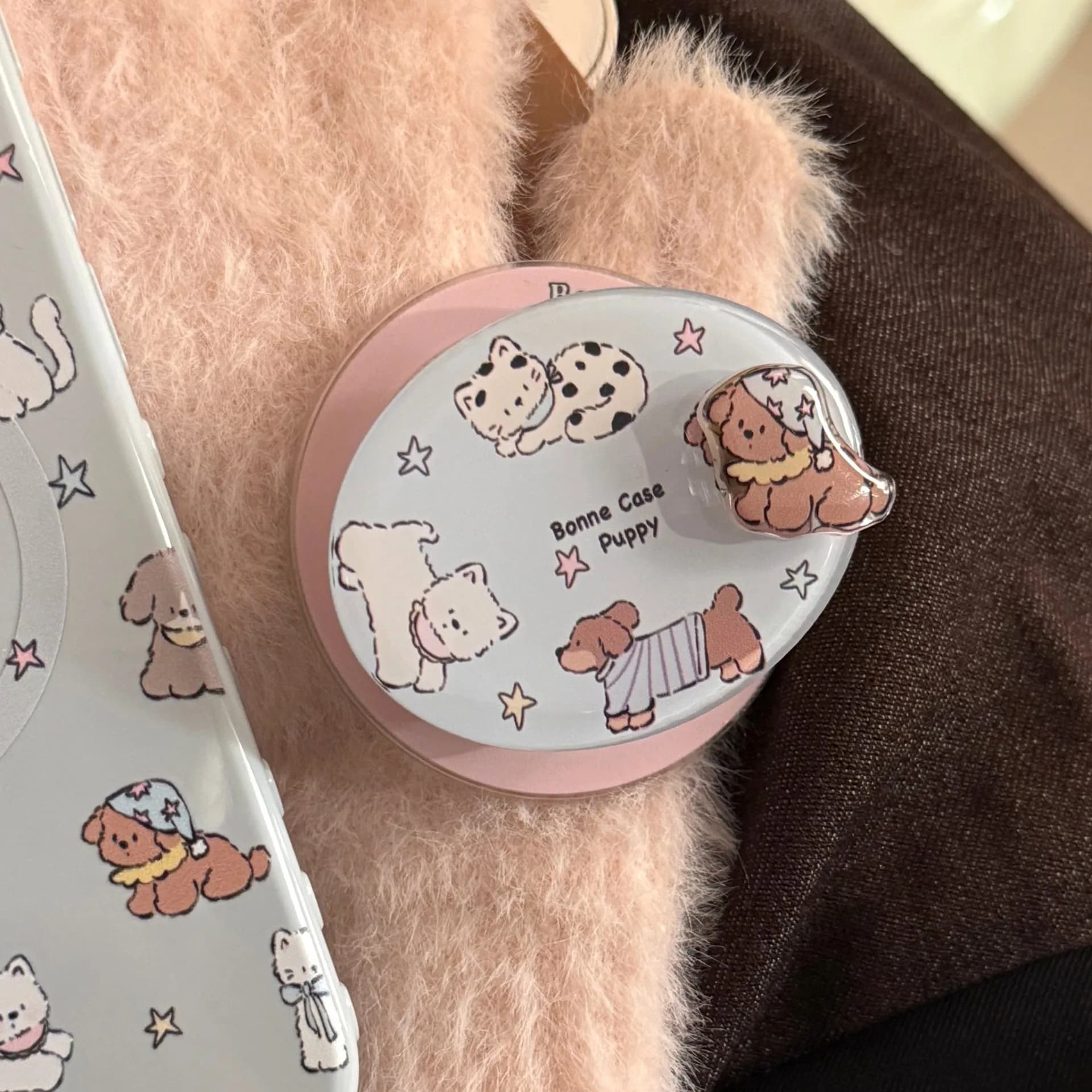 Supporto Magnetico Rotante per Telefono a Forma di Cucciolo, Impugnatura Estensibile per Dita, Supporto per Cellulare, Accessori per Custodie Telefono