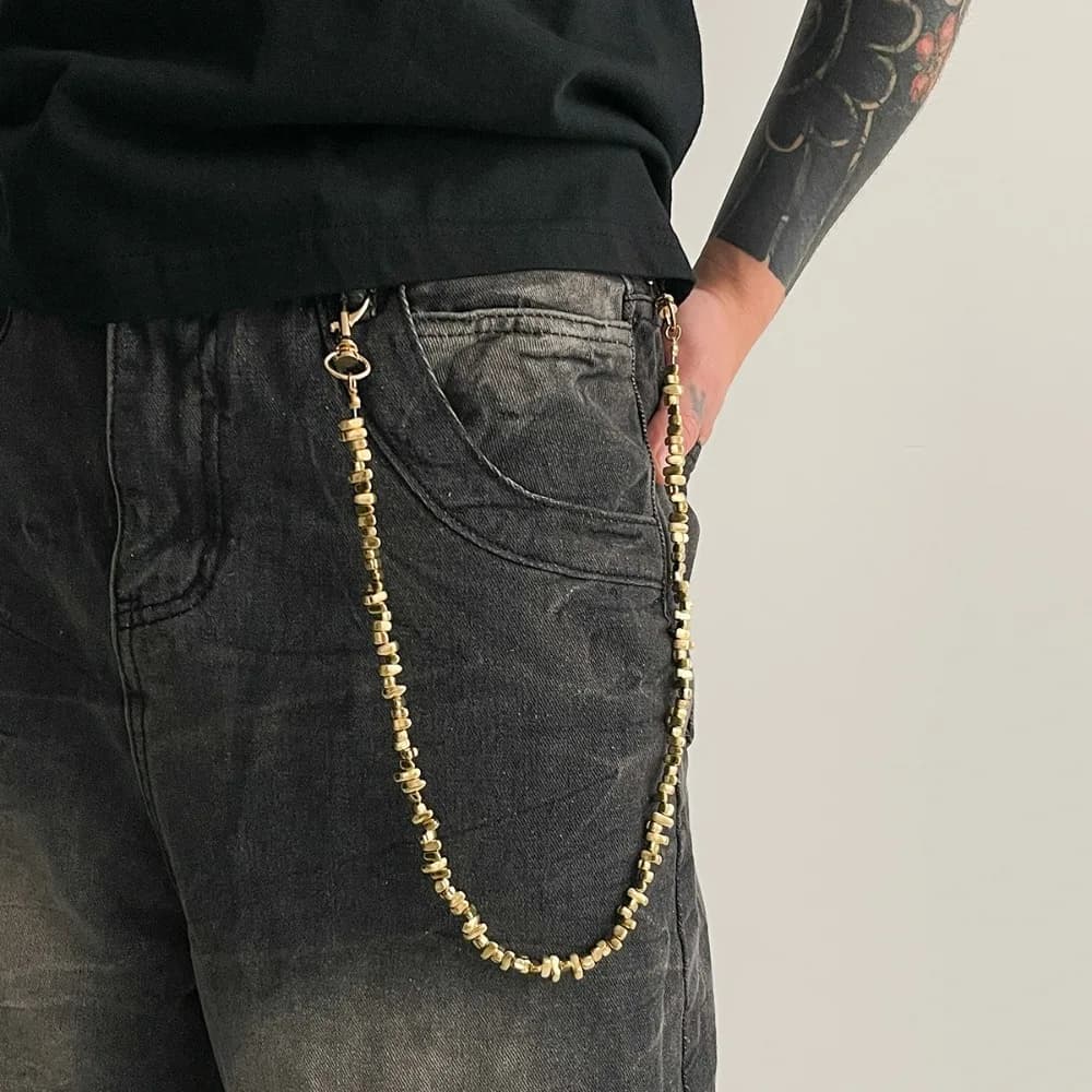 Catena da Cintura Punk con Perle Finte, Catena per Borsa da Uomo con Nappe, Gioielli da Donna, Regalo, Catena per Portafoglio da Uomo, Catena per Borsa a Mano, Portachiavi Hip Hop Rock per Jeans