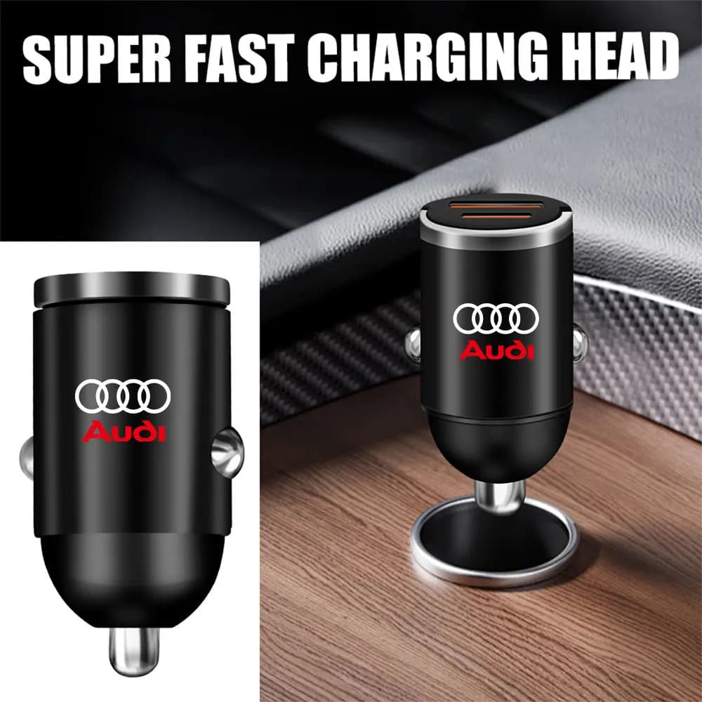 Car Fast Charger USB Type-C Ports Power Adapter Valve Cap for Audi Sline 8V A2 B5 8P A4L A5 A6 A7 B8 A8L TT Q1 Q2 Q3 B7 Q5 RS Q7