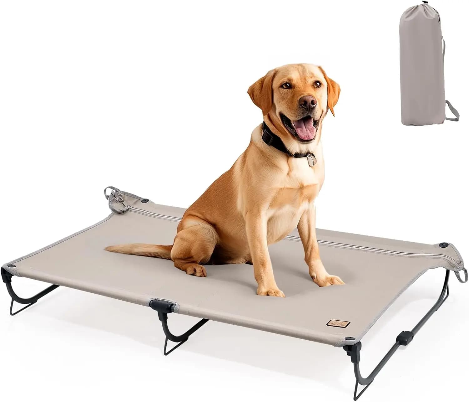 Cuccia rialzata pieghevole grande per cani, portatile, rinfrescante, resistente ai morsi, impermeabile, per carichi pesanti fino a 72 kg, per campeggio e casa, marrone