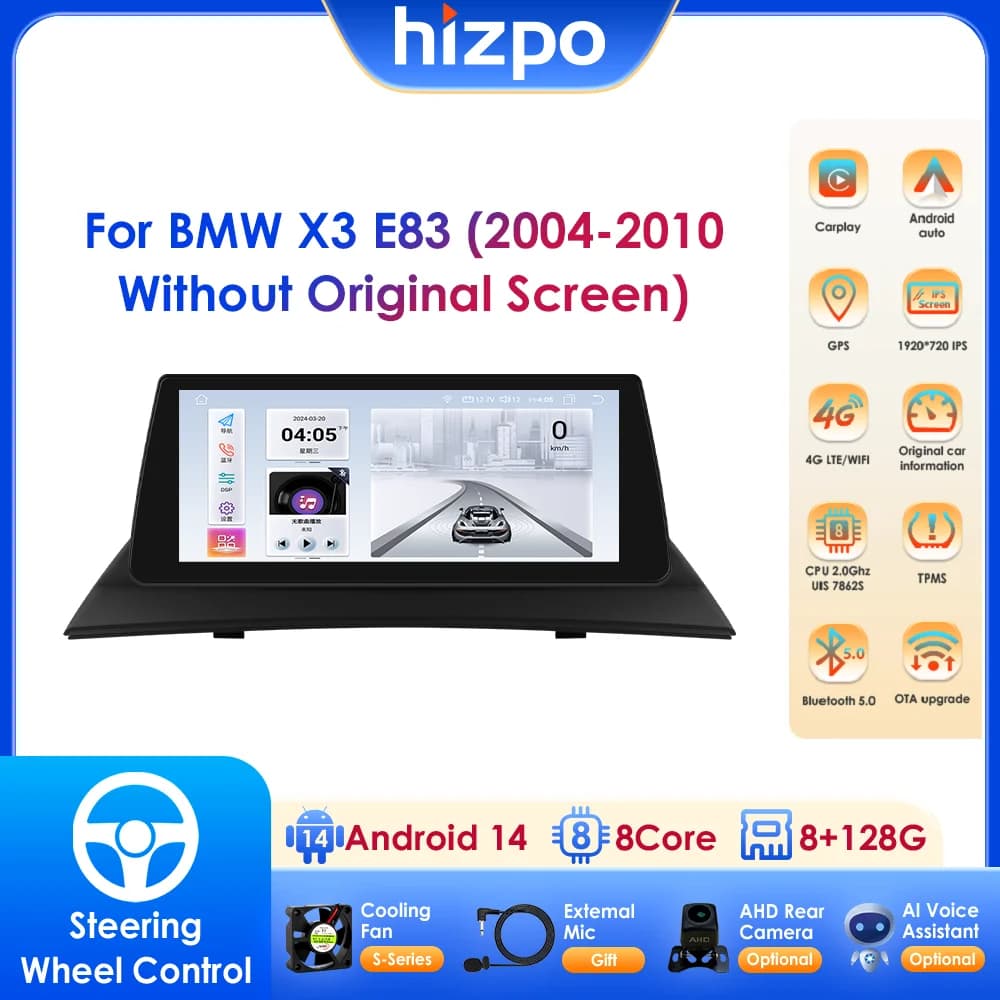 Lettore multimediale per auto da 10,25 pollici Navigazione GPS Supporto DSP Carplay Android Auto per BMW X3 E83 (2004-2010) Senza schermo originale