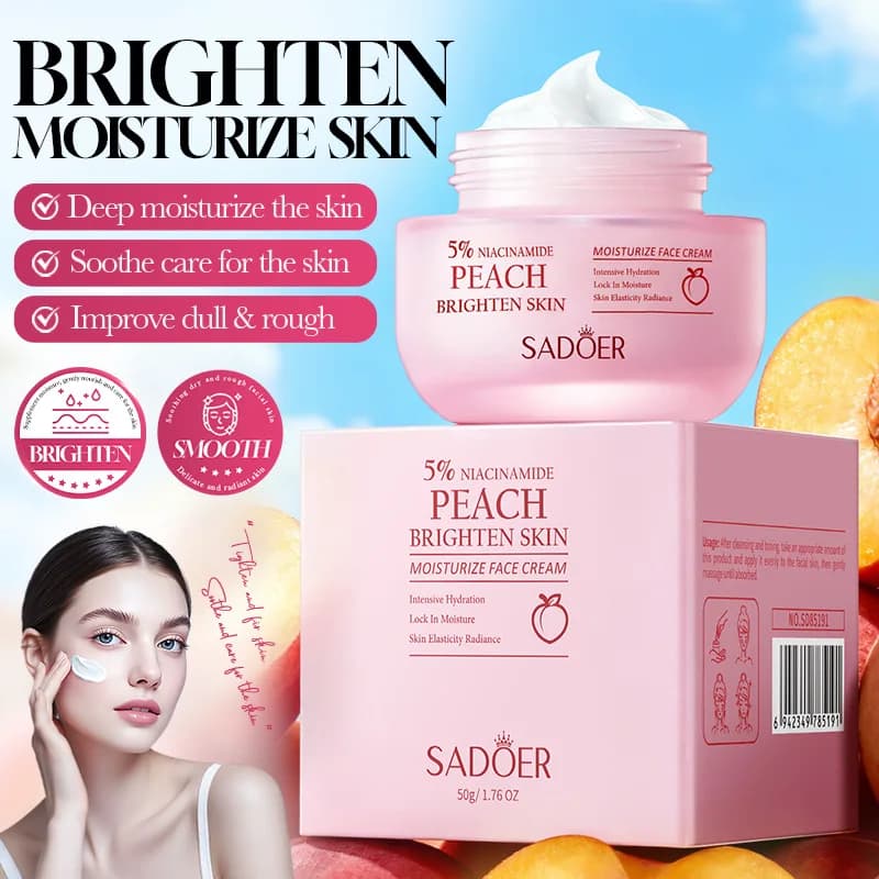 SADOER Crema Viso Illuminante al Niacinamide e Pesca - Idratazione Profonda, Lenisce la Pelle e Migliora la Pelle Opaca e Ruvida per una Cura Radiosa della Pelle