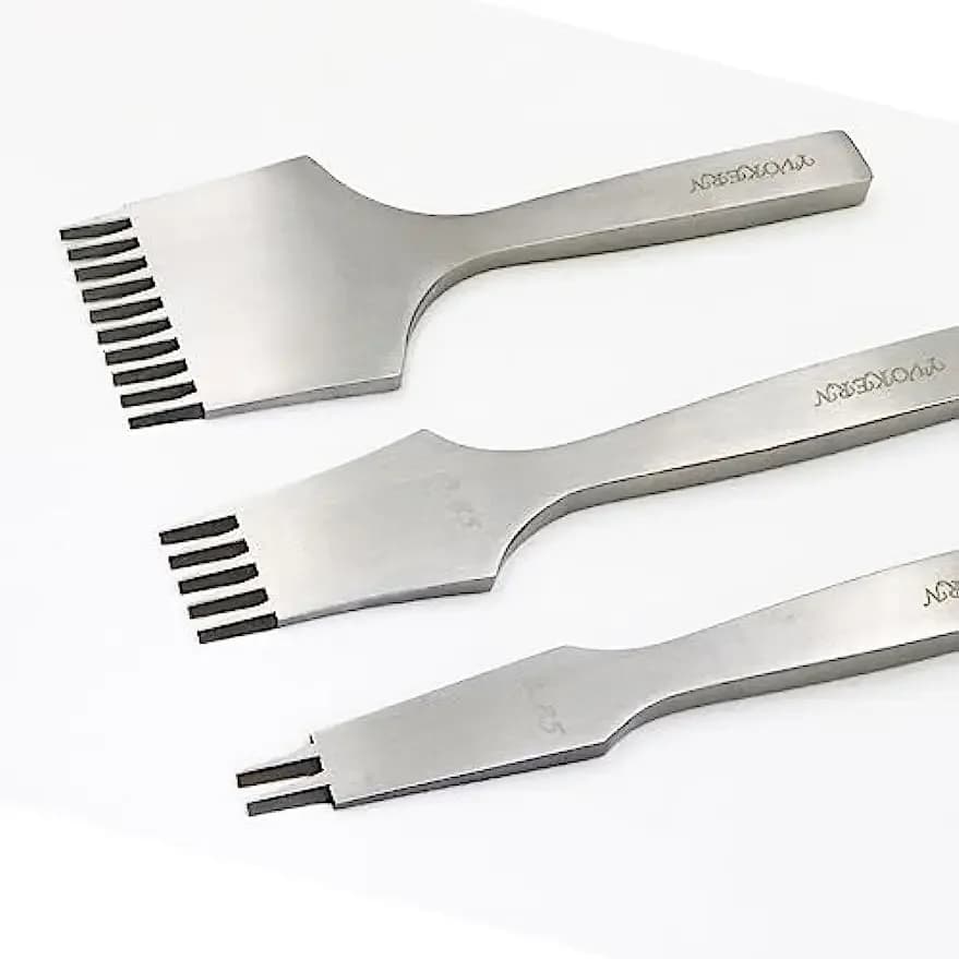 Strumento per punzonatura in pelle lucida Set di ferro spinato Punzone per scalpello angolare francese Perforazione per cuciture artigianali in pelle