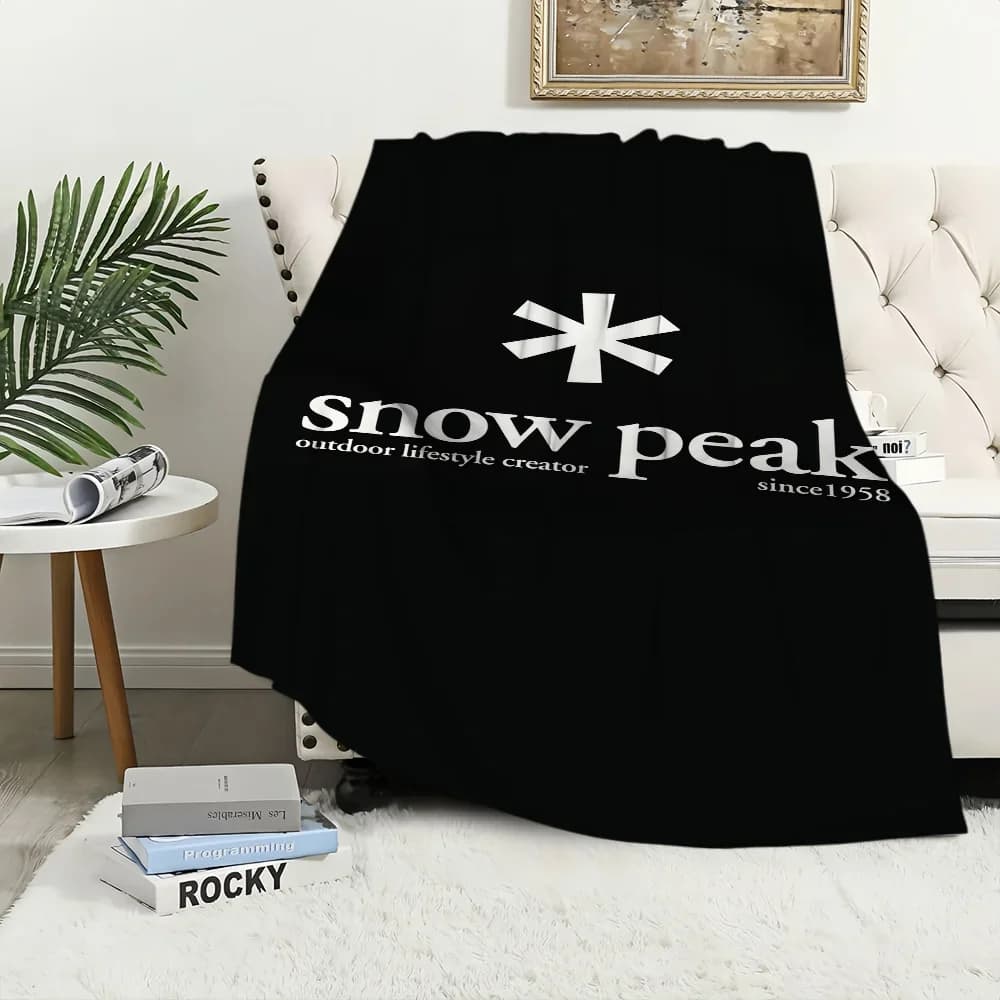 Morbida coperta in peluche con logo Snow Peak, calda ed elegante per regali per bambini da viaggio, camera da letto, soggiorno