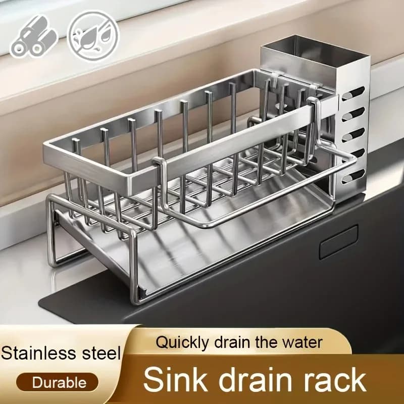 Multifunctional stainless steel slabs organizer for sponge cleaner