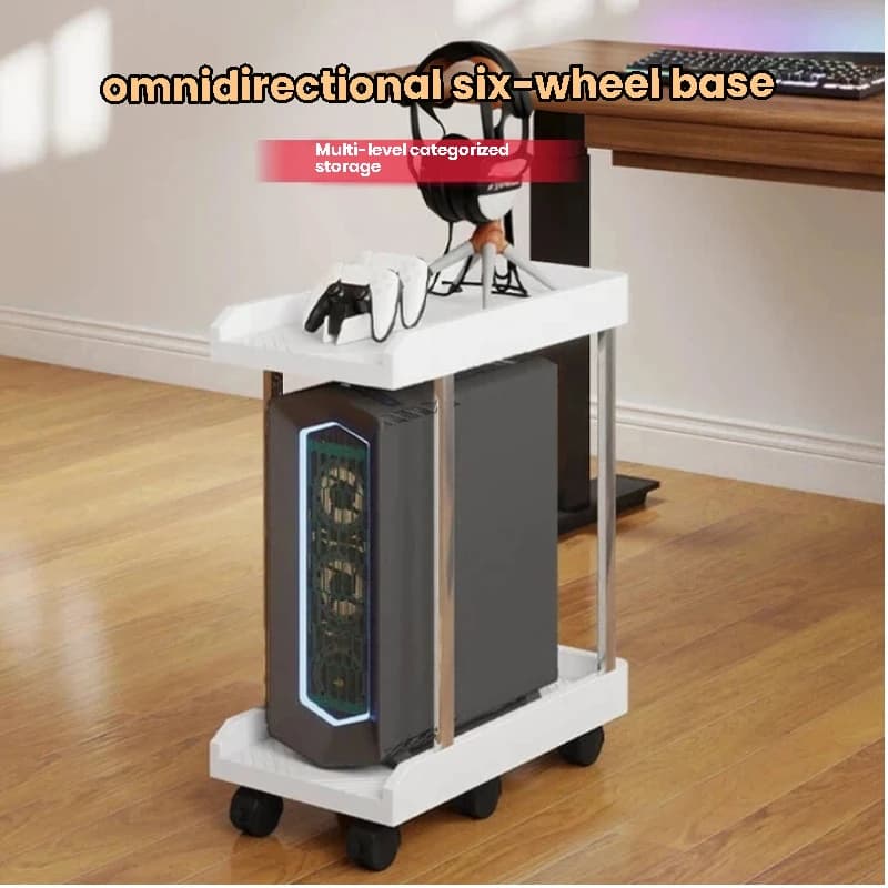 Carrello mobile a 2 livelli per computer, stampante e organizer per CPU da ufficio e casa