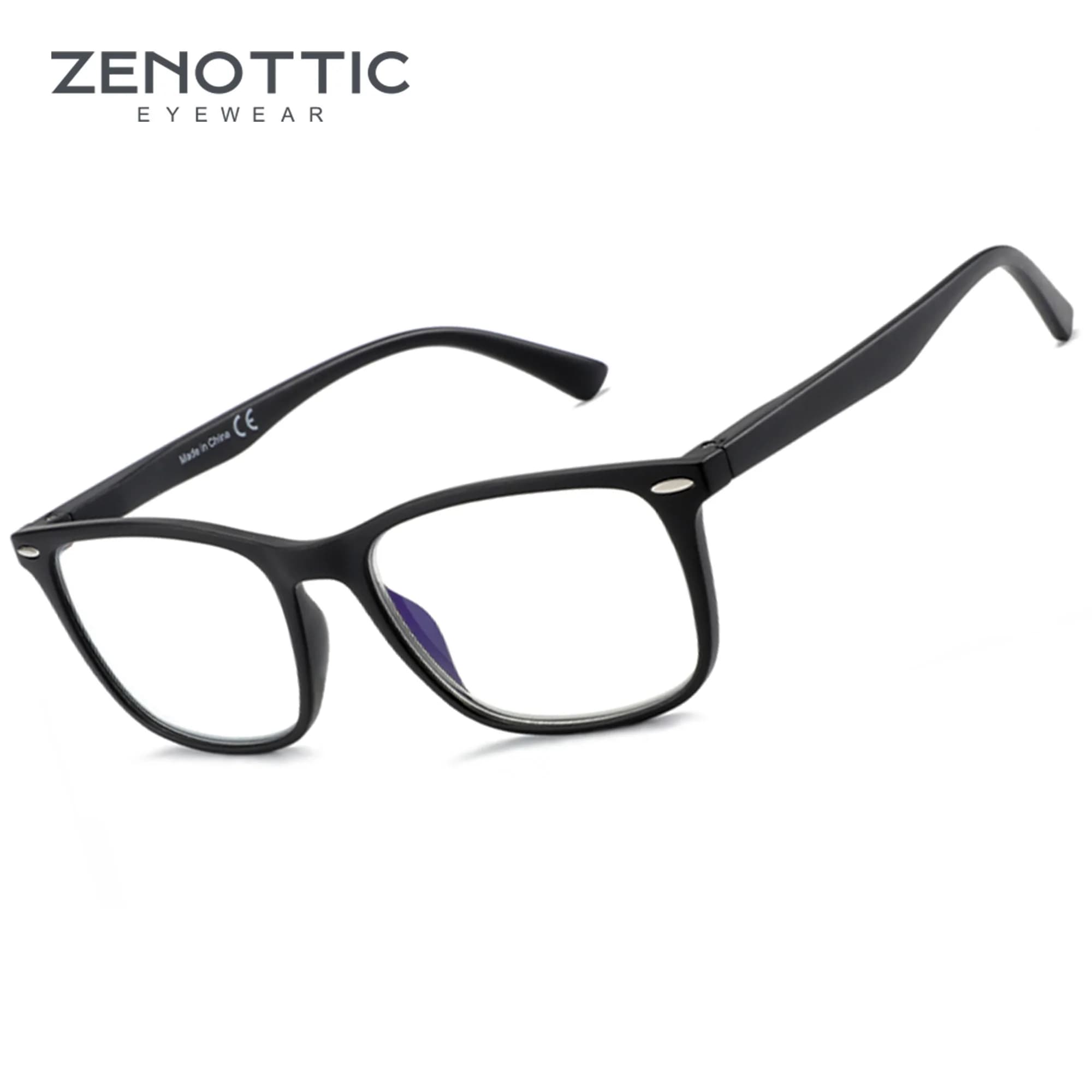 ZENOTTIC Occhiali da lettura quadrati alla moda da uomo Occhiali da vista anti-luce blu Lettori di computer con cerniera a molla
