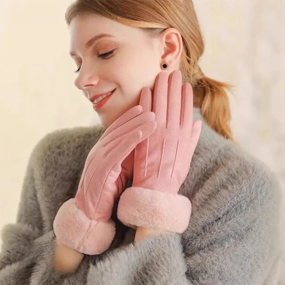 Suede Leather Gloves Thick Windproof Touch Screen Soft Gloves with whole fingers Warm and comfortable winter gloves Autumn/Winter