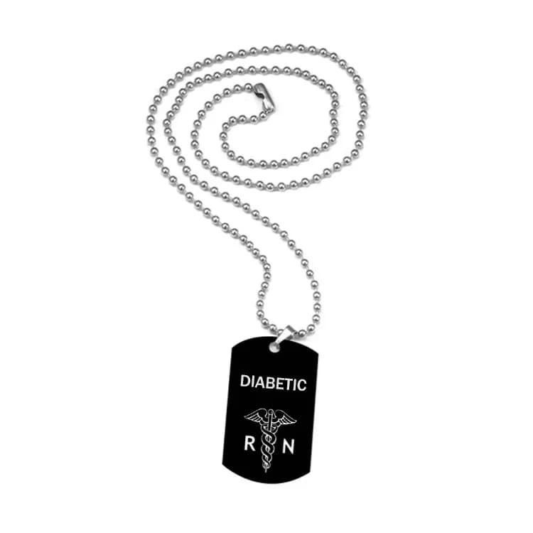 Black Dog Tag Pendente di Collana In Rilievo per Gli Uomini Donna Medical Alert ID Collane GHIACCIO SOS Gioielli DIABETICI
