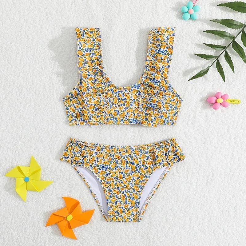 Costume da bagno floreale per bambini Costume da bagno diviso per ragazze Baby Cute Sweet Swimming Clothes Summer New Kids Beachwear da mare 2-5 anni