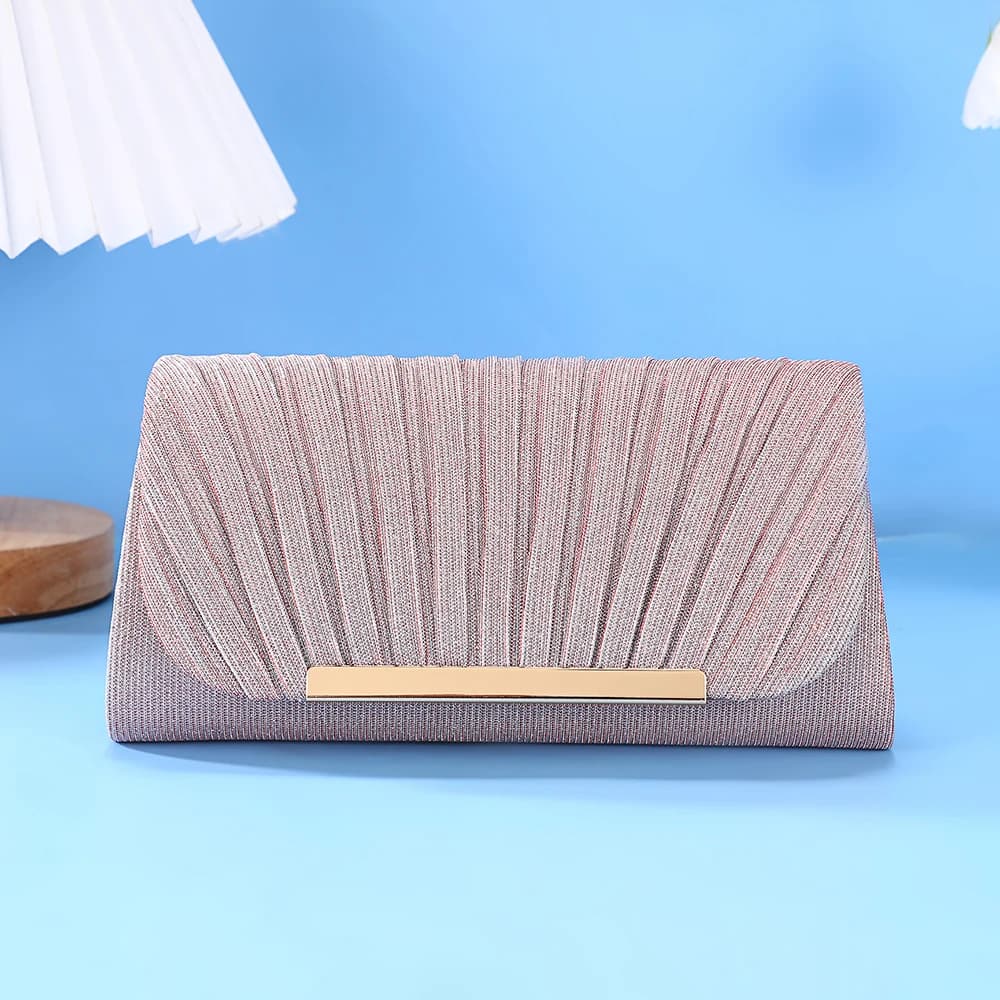 Borsa Clutch di Lusso in Metallo Lucido con Texture Rugosa per Donne, Ideale per Feste, Matrimoni e Serate Eleganti
