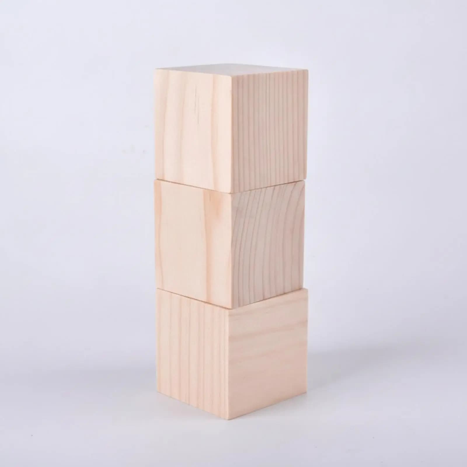 Unfinished Wooden Building Block Solid Pine Cube for Miniature House Craft Paint and School STEM Projects
