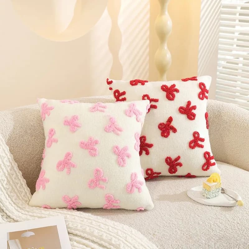 Fodera per cuscino con fiocco jacquard in lana di agnello Federe per cuscini lombari in peluche Fodera per cuscino decorativa Fodera per cuscino per schienale accogliente