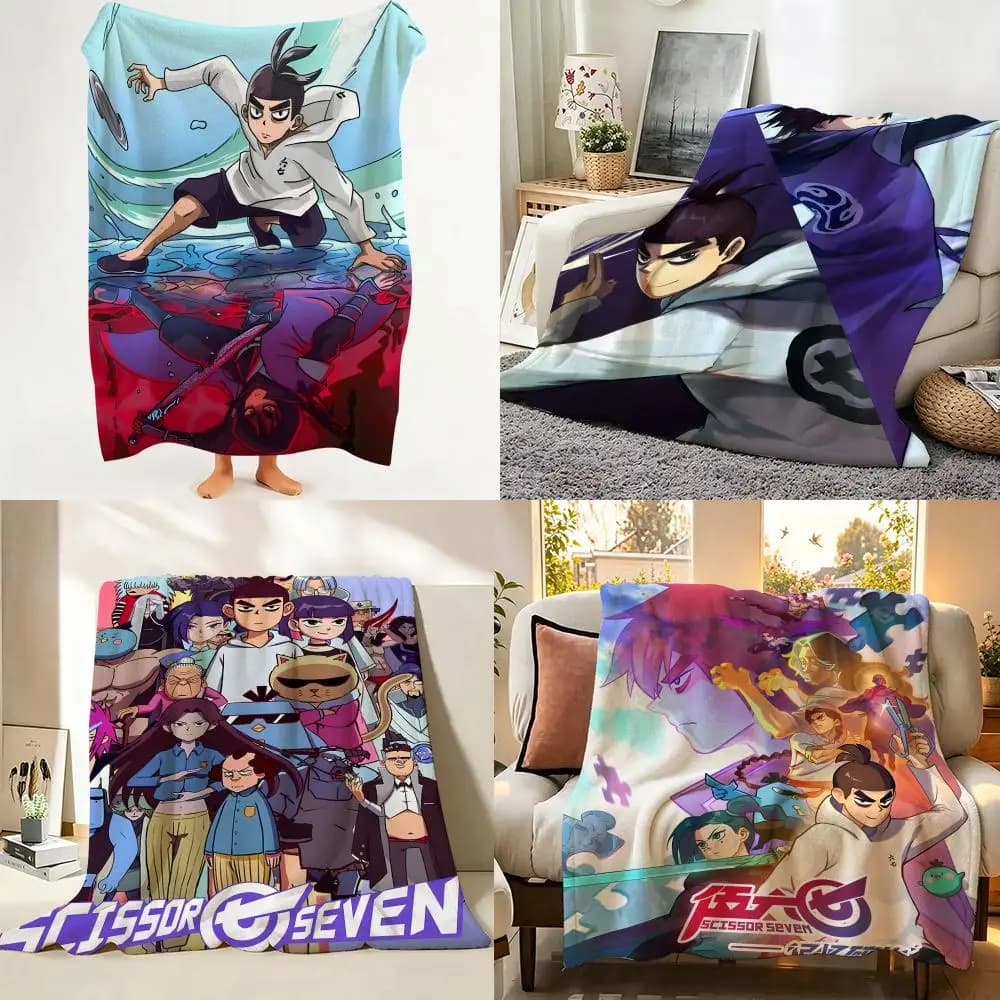 Coperta in flanella Anime S-Scissor S-Seven, adatta per divano, soggiorno, camera da letto