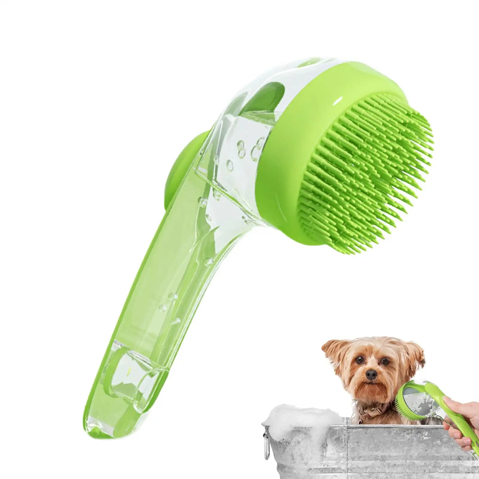 Dog Bath Brush Soft Silicone Pet Cleaning and Massaging Brush Dog Shower Shampoo Dispenser for Dog Bath Long Haired
