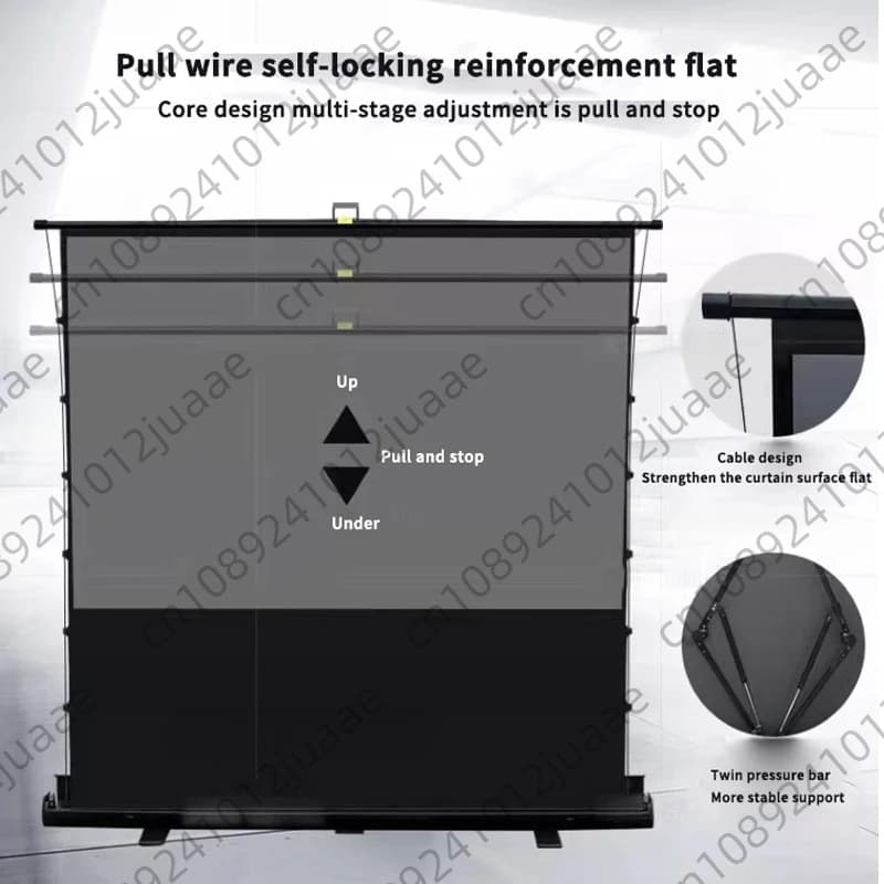Schermo per proiettore con supporto pieghevole grigio senza pieghe da 72-110 pollici 16:9 Schermo 3D/4K senza installazione per home theater da interno