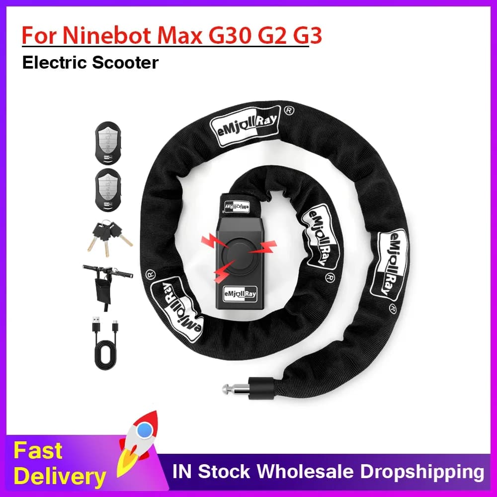 Blocco allarme telecomando scooter elettrico Blocco catena di sicurezza impermeabile 110dB con per Ninebot Max G30 G2 G3 per Dualtron Zero