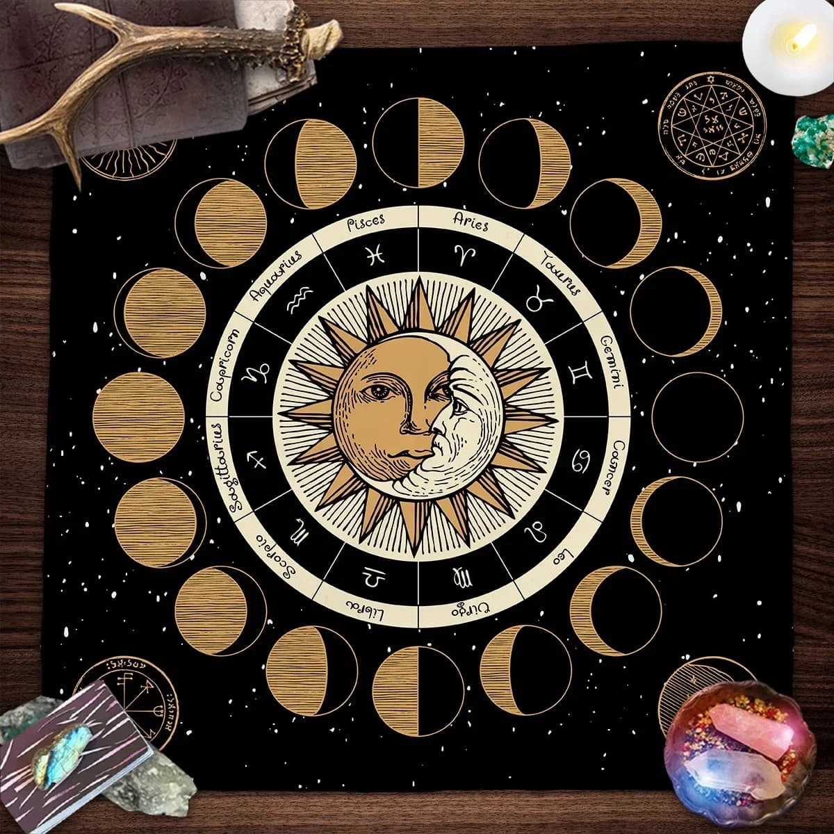 Sun Tarot Card tovaglia altare panno fasi lunari gioco da tavolo Card Pad stregoneria Oracle Cards Pads for Room Home Decor